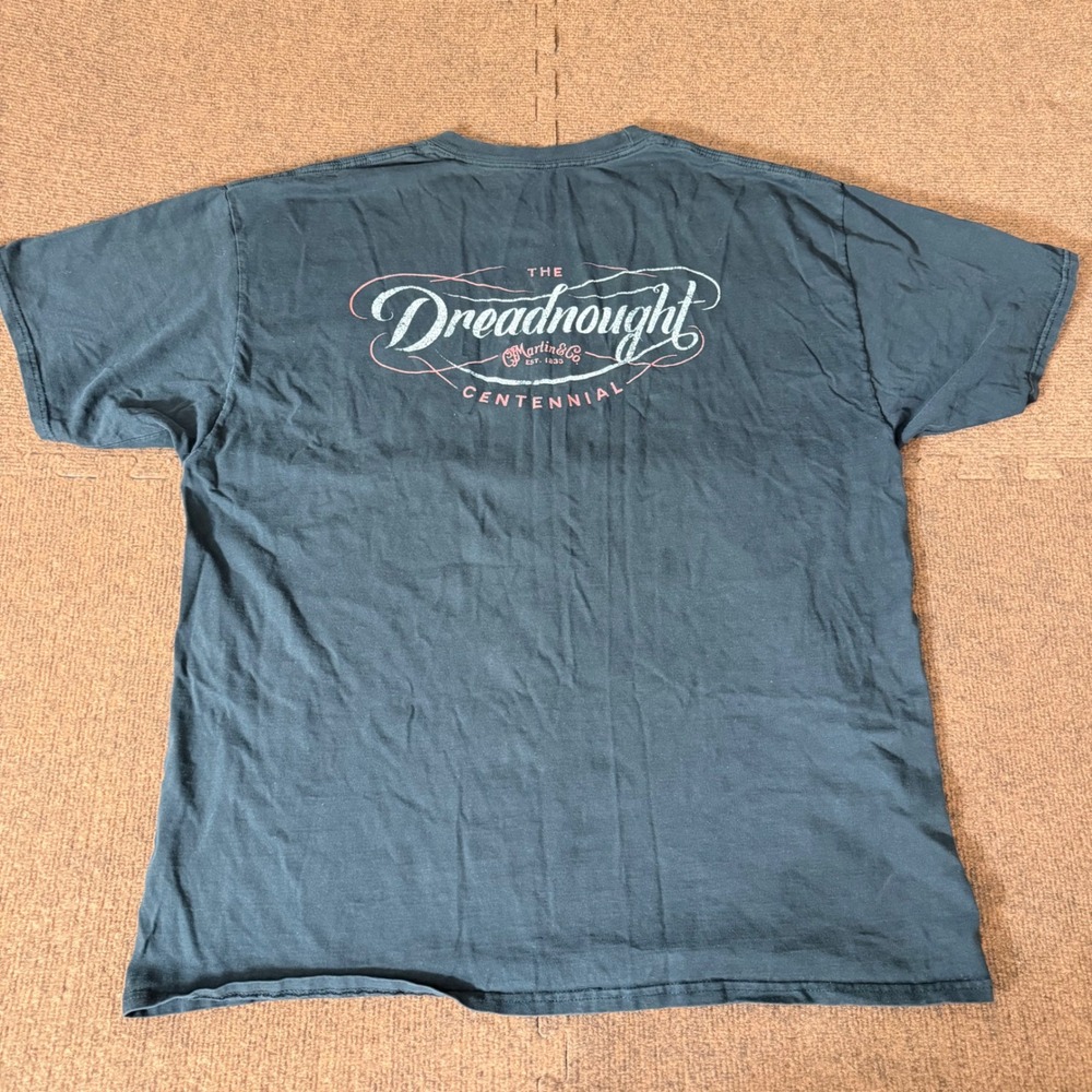 Vintage Martin & Co Dreadnought Centennial Pocket T-Shirt L Black Guitar Graphic